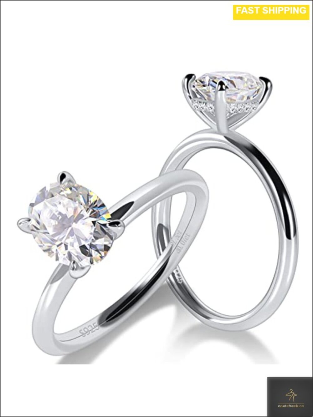 1 Carat Oval Moissanite Engagement Ring Sterling Silver Hidden Halo